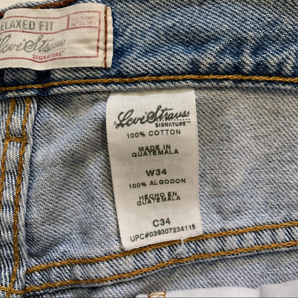 Levi Strauss Signature Vintage Distressed Casual Jean Shorts Size Waist 34 - Picture 6 of 7